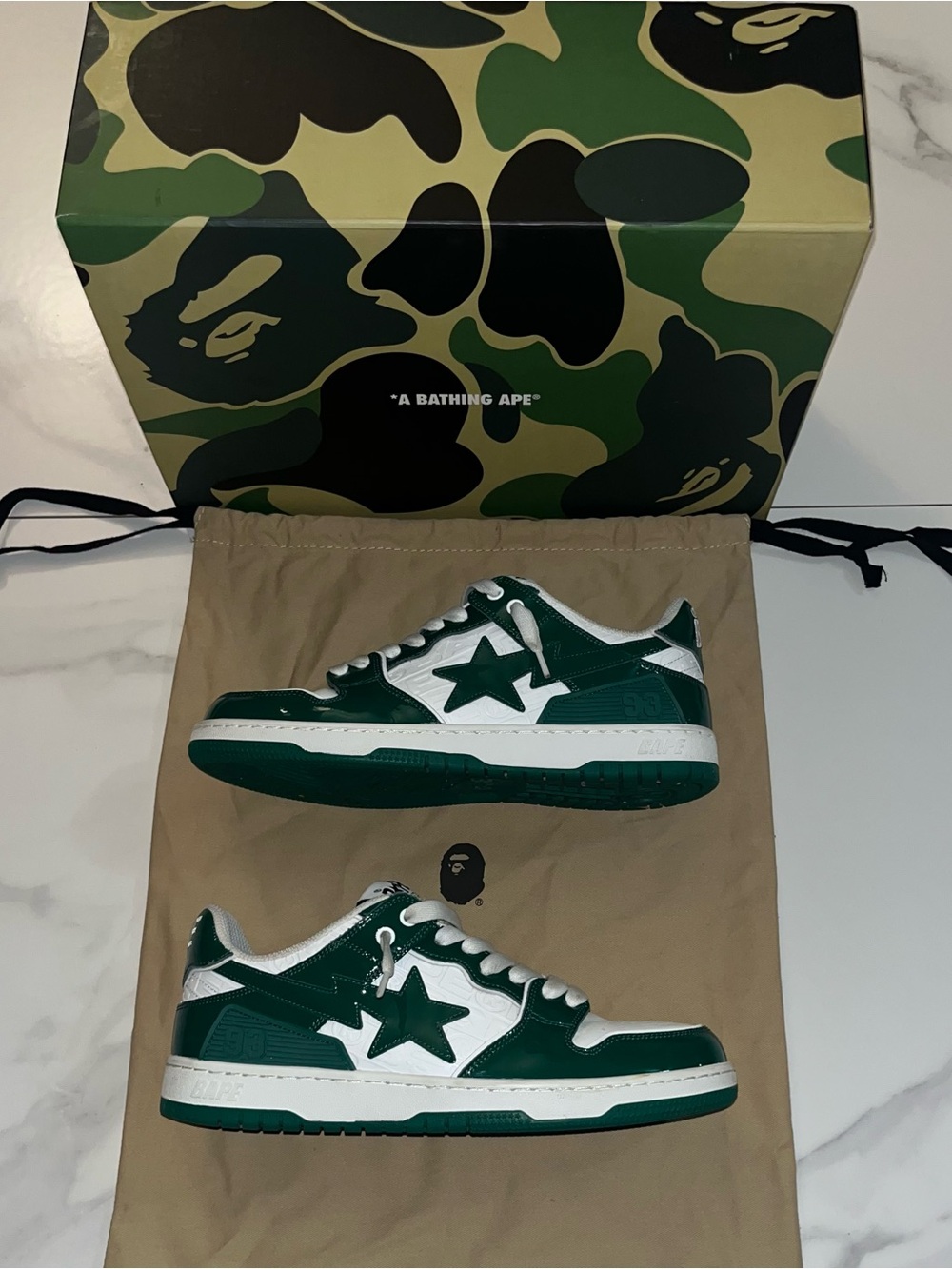 2023 BAPE Sk8 Sta #5 Luxury Sport Monogram Green Size 8.5